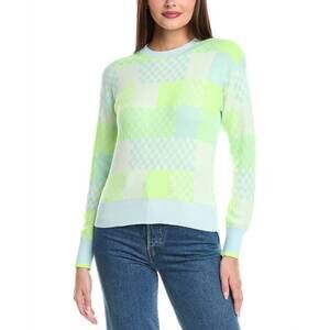 NEW WISPR glitch checkered crew sweater in aqua mist